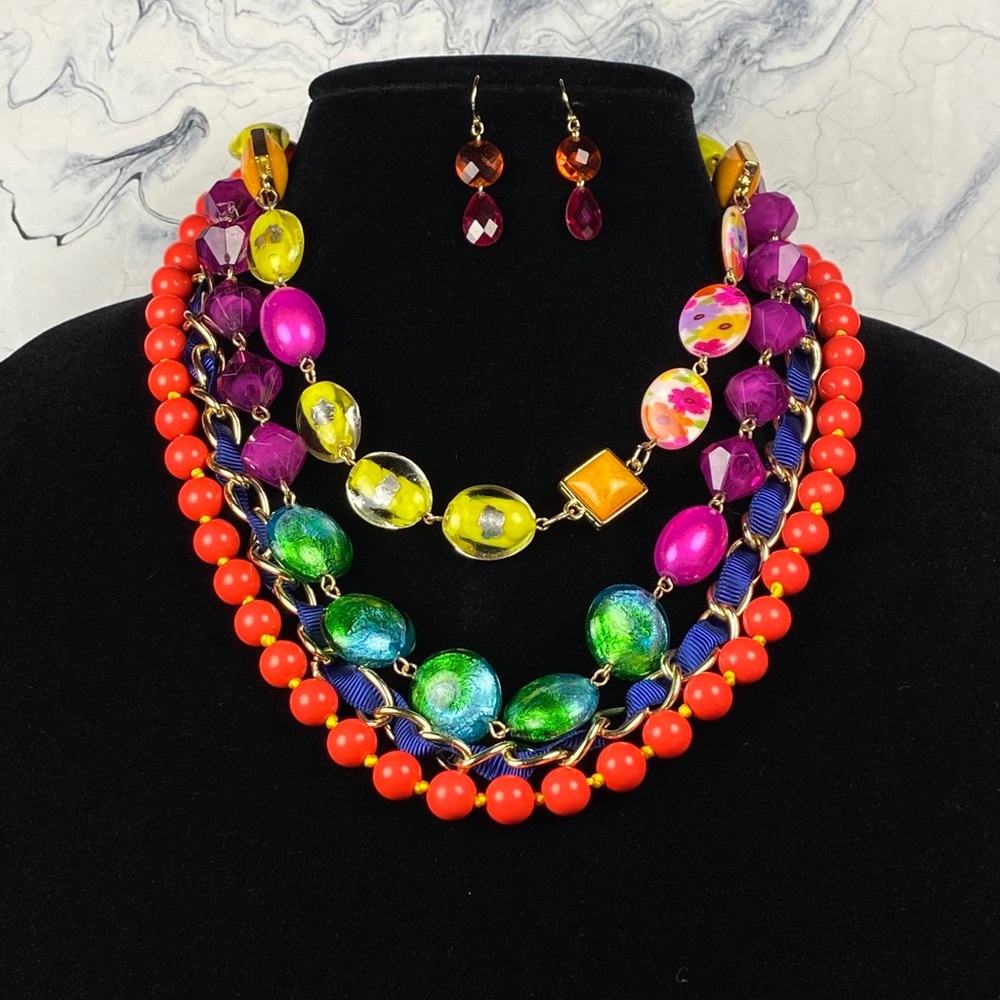 Colorful Necklace and Earrings